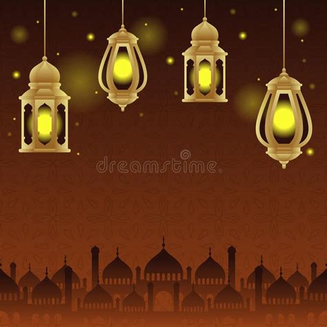 Arabic Islamic Lantern For Ramadan Kareem Eid Mubarak Background Stock
