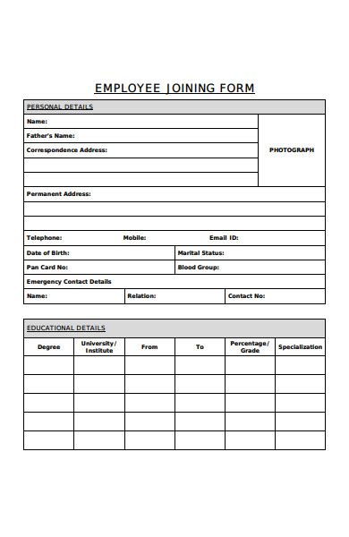 Free Employee Forms In Pdf Ms Word Excel