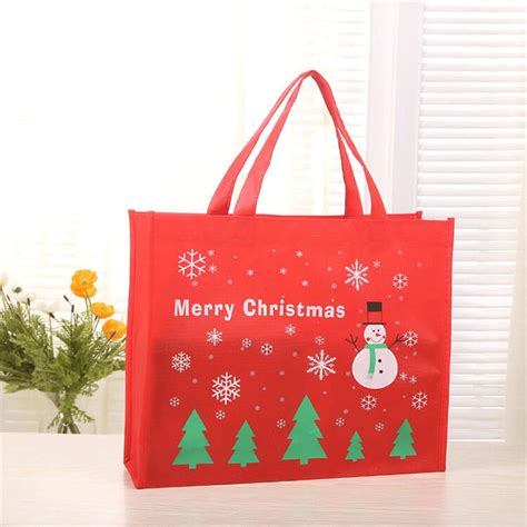 Custom Printed Reusable Christmas T Bags Pp Non Woven Tote Shopping