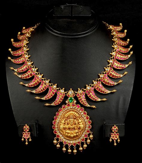 Antique Lakshmi Necklace Studded With Rubies Indian Jewellery Designs