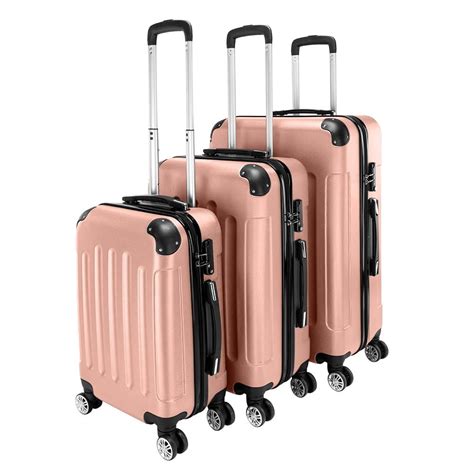 ubesgoo 3pcs luggage set bag abs trolley hard shell suitcase travel w tsa lock