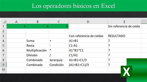 Sumar Restar Multiplicar Y Dividir En Excel Operadores Básicos