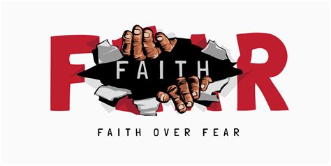 Faith Over Fear Slogan With Hand Ripping Through Fear Paper