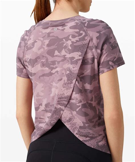 Lululemon Quick Pace Short Sleeve Incognito Camo Pink Taupe Multi