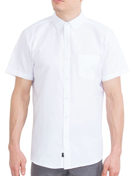 Visive Visive Mens Short Sleeve Casual Solid Oxford Collared Button