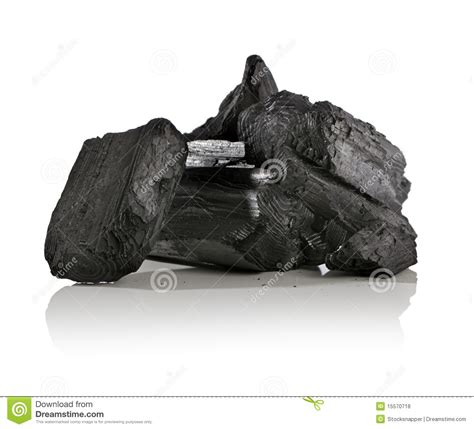 Piece Mineral Coal Charcoal Together Industrial Fuel Isolated White