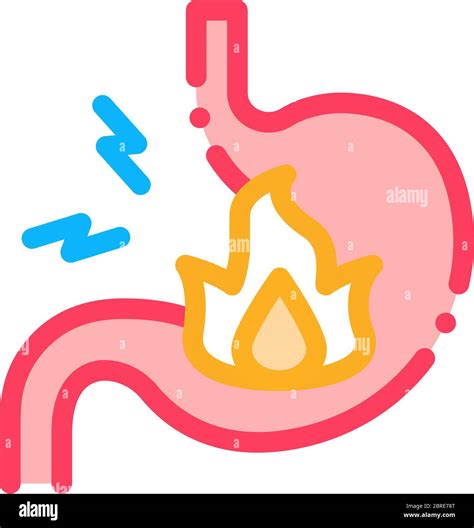 Severe Heartburn Stomach Pain Icon Vector Outline Illustration Stock