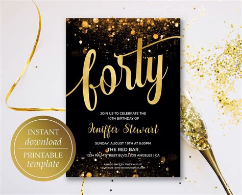 Check spelling or type a new query. 40th Birthday Invitation Printable Forty Birthday ...
