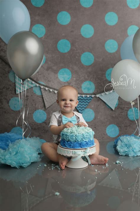 From designs with funny birthday quotes, designs celebrating round numbers, 'birthday boy/girl' designs, photo collages, 'happy birthday' illustrations and many more. Grey and Blue first Birthday Cake smash session for boys first birthday pictures. Smash cake ...
