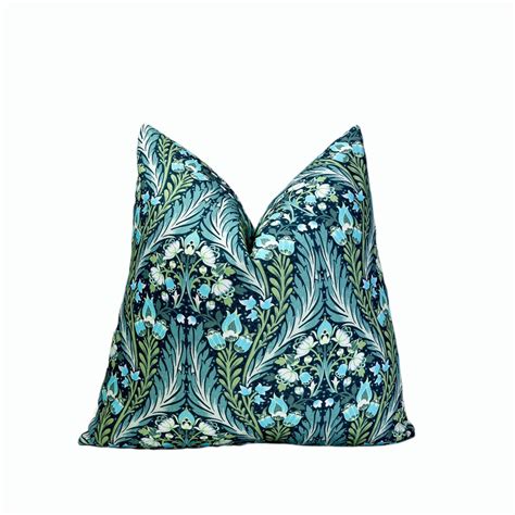 Navy And Light Blue Eden Floral Throw Pillow Cover Blue Floral