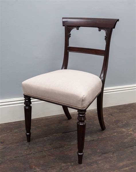 Furniwell dining chairs fabric upholstered parson urban style kitchen side padded chair with solid wood legs set of 4 (beige). Antique Dining Chairs For Sale at 1stdibs