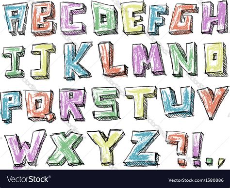 Colorful Sketchy Hand Drawn Alphabet Royalty Free Vector