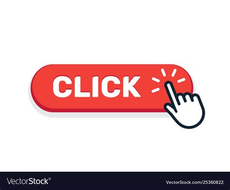 Click Here Button With Hand Icon Click Web Vector Image