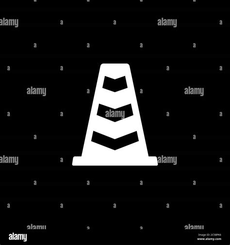 Traffic Cone Icon On Black Background Black Flat Style Vector