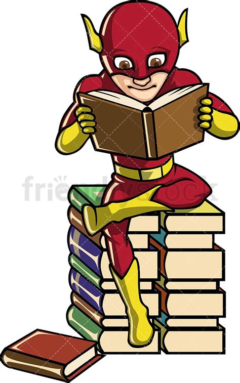 Book Lover Superhero Cartoon Clipart Vector Friendlystock