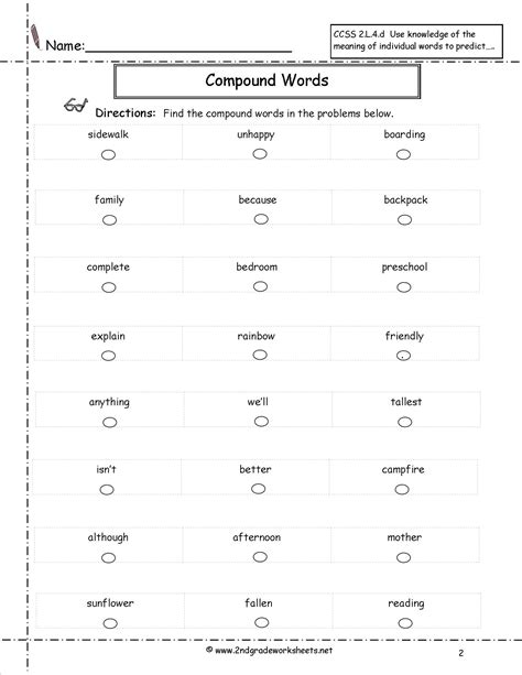 15 Best Images Of First Grade Compound Worksheets