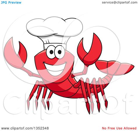Clipart Of A Cartoon Happy Lobster Chef Royalty Free Vector