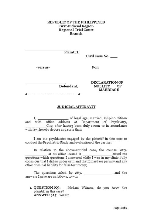 There is a sample below these explanations. (DOC) Sample judicial affidavit of psychiatrist ...
