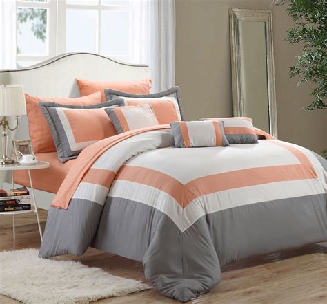 Chic Home 10 Piece Luxury Color Block Comforter Bedding Set With Sheet
