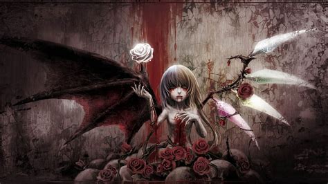 Touhou Dark Vampire Blood Demon Fantasy Wings Bloody Vampire Hd