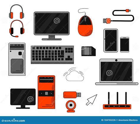 Set Of Computer Accessories And Peripheral Big Collection Of Smart