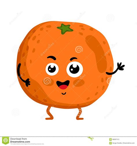 Personaje De Dibujos Animados Aislado Naranja Divertida De La Fruta