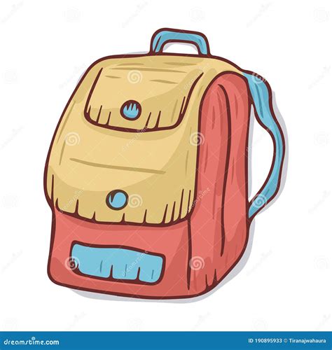 School Bag Or Backpack Doodle Vector Illustration Stock Vector