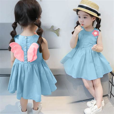 2019 Summer Baby Girls Cute Dress Kids Angel Wings Dress Fashion