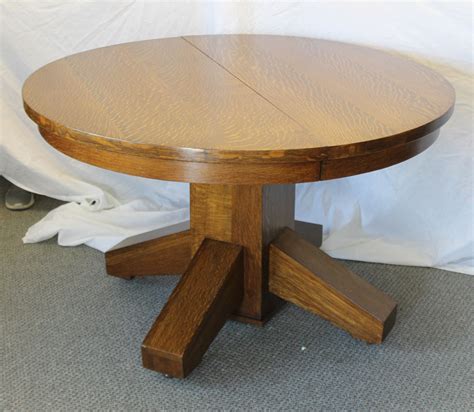 Bargain Johns Antiques Antique Mission Round Oak Dining Table With 6