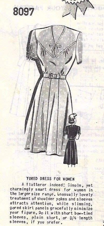 Vintage 1940s Sewing Pattern Wwii Wwii Wartime Yoked Dress Marian