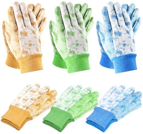 Seuroint 6 Pairs Pack Women Soft Garden Gloves Pvc Dots Cotton Work