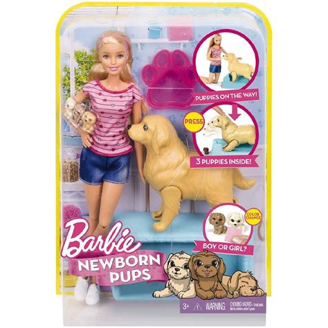 Barbie Newborn Pups Doll And Pets Dog Having Puppies Baby Girl Toys