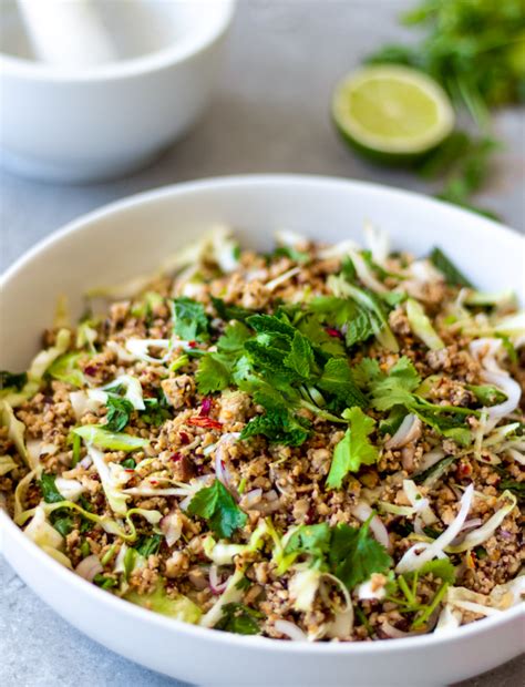 vegan larb authentic thai larb salad with mushrooms and tofu