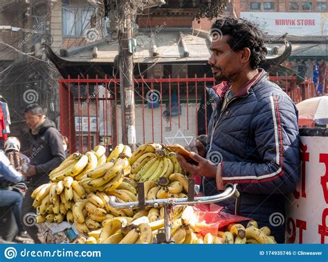 Man Selling Bananas At A Local Market In Kathmandu Editorial Photo Image Of Selling Nepal