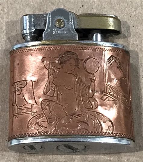 VINTAGE PRINCE STANDARD Lighter With Copper Panels Nude Geisha Spa Time