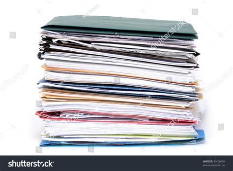 Stack Of Paperwork And File Folders Stock Photo 97608905 Shutterstock