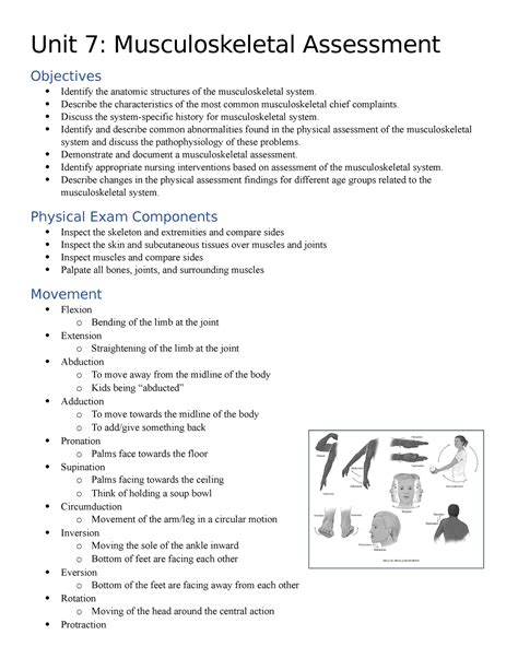 Unit 7 Notes Musculoskeletal Assessment Unit 7 Musculoskeletal