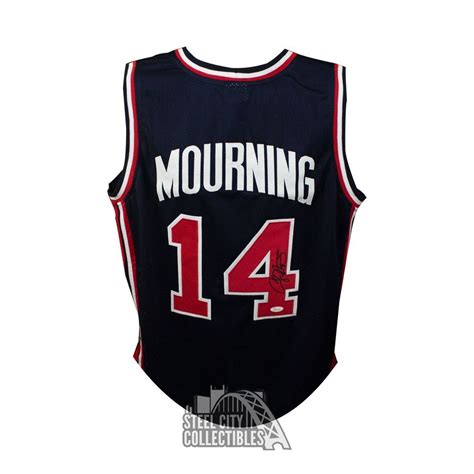 Alonzo Mourning Autographed Usa Custom Navy Basketball Jersey Jsa Coa