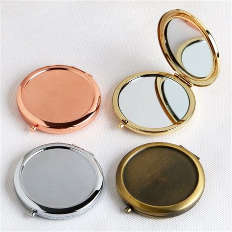 Folding Hand Mirrors Round Makeup Foundation Compact Mirror Stainless Steel Double Sides