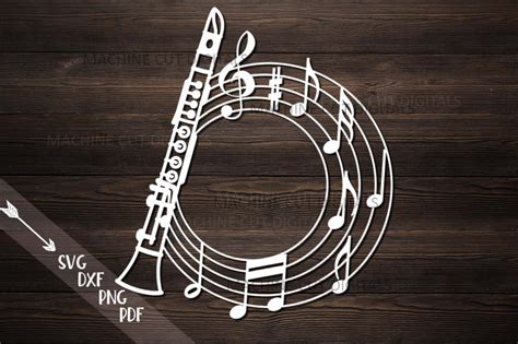 Clarinet Monogram Cut Out Svg Dxf Template By Kartcreation Thehungryjpeg