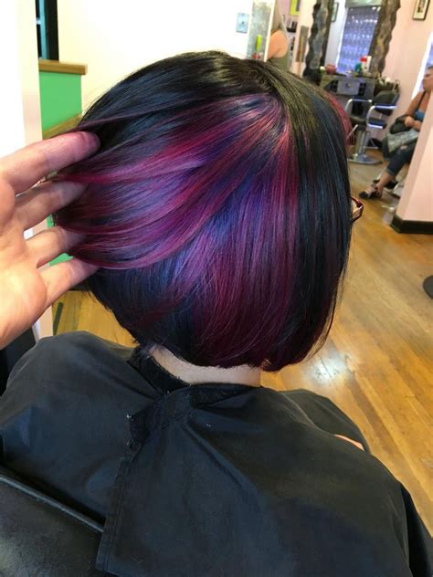 Personalities are different, so we can't say specifically which haircut will be good for every 60 years old woman. aaashleee : Instagram. Peekaboo color purple hair pravana ...