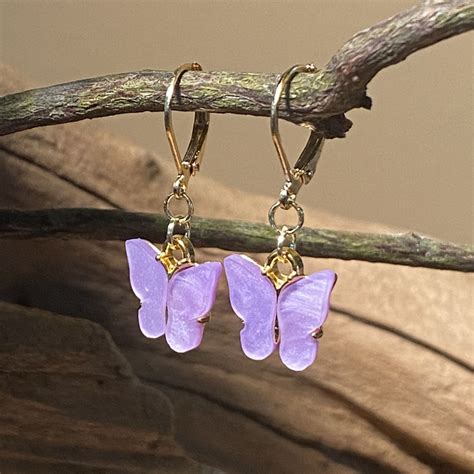 Butterfly Earrings Mariposa Earrings Hoop Gold Plated Etsy
