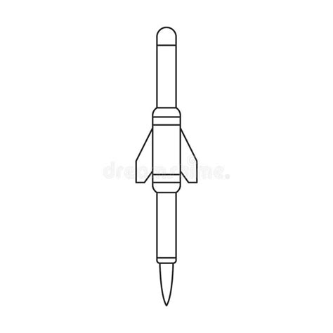 Missile Ballistic Vector Outline Icon Vector Illustration Rocket