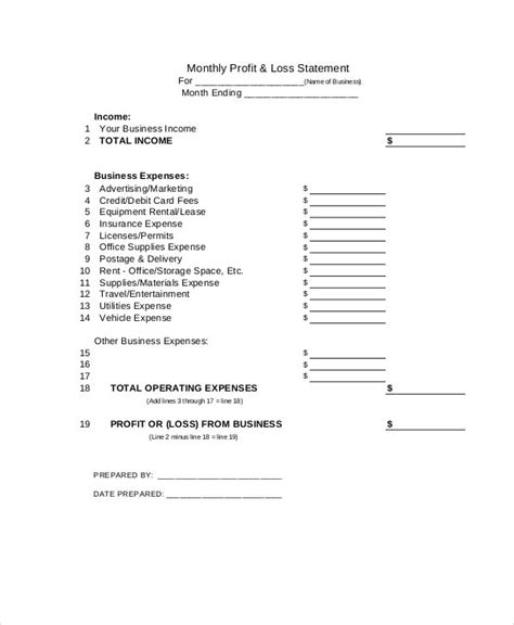 Profit And Loss Statement Template 13 Free Pdf Excel Documents Download