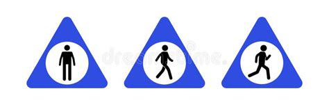 Stick Man Road Sign Black Walking And Running Human Figures