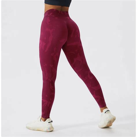 custom hot selling camo seamless yoga pants peach hip fitness leggins women s knitted sports