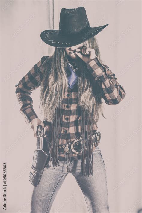 Cowgirl Gunslinger Western Stance Old West Cowgirl Gunslinger Standing
