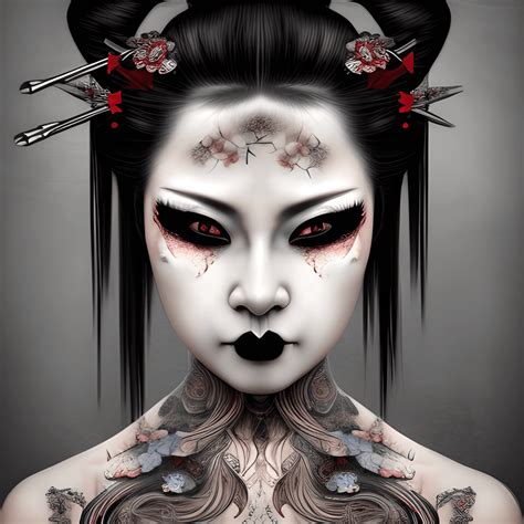 Gothic Geisha Fighter Portrait · Creative Fabrica