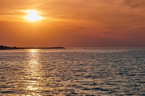 Premium Photo Calm Sea With Sunset Sky Beautiful Scenic View