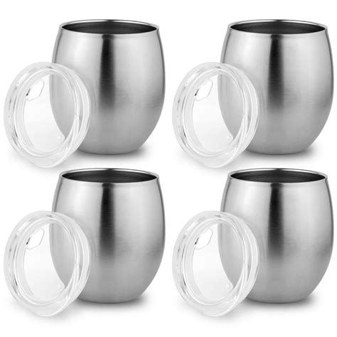 Set Of 4 Stainless Steel Small Tumbler With Lid Double Wall Vacuum